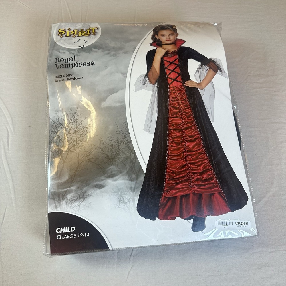 Spirit Halloween VICTORIAN VAMPIRESS COSTUME Red/Black Goth Girl's Size L(12/14)